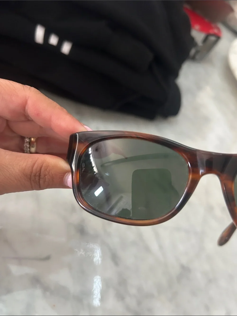 Ray-Ban Vintage Tortoiseshell Frame Sunglasses with Green Lenses